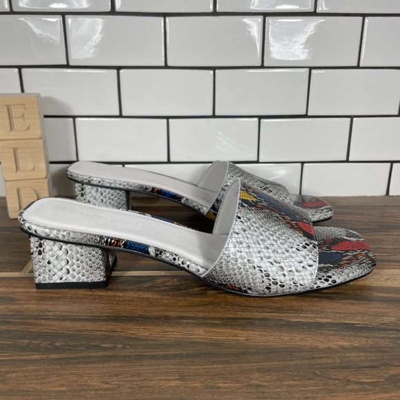 Chocolat Blu Cali Womens Sz 10 Shoes Snake Print Leather Comfort Slide Sandal - Picture 3 of 13